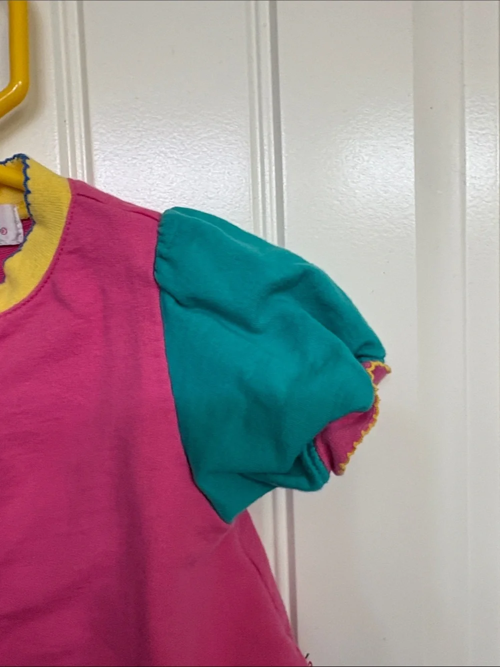 Vintage Gymboree Bright‎ Colorblock Ruffle Dress - Pink, Teal, Blue & Yellow